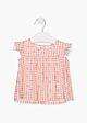 Losan Baby Bluse Top Flügelärmel Orange Weiß Kariert Mädchen Kinder 