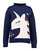 BLUE SEVEN Pullover Strickpulli Langarm Marine Einhorn Mädchen Kinder