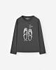 Losan Shirt Langarmshirt Mädchen Kinder Grau Pailletten