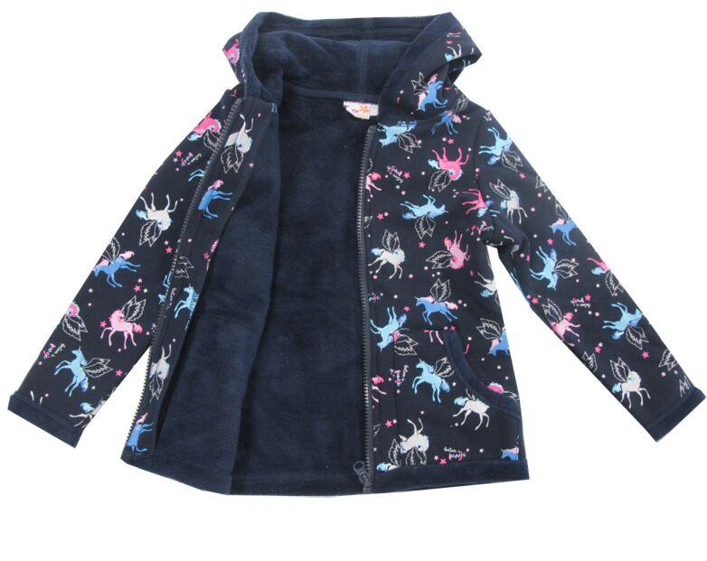 Topo Jacke Sweatjacke Kuscheljacke Mädchen Blau Einhorn Pferd