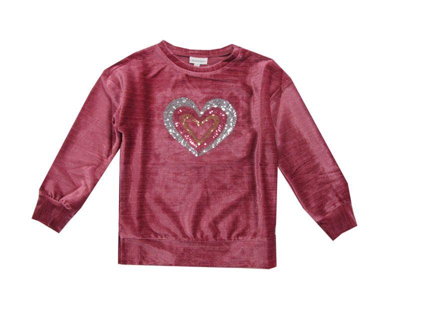 Topo Pullover Langarm Samt Herzen Pailletten Azalea Mädchen Kinder